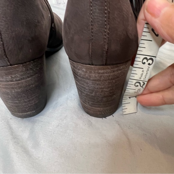 ECCO brown suede leather fringe ankle booties - Picture 9 of 11